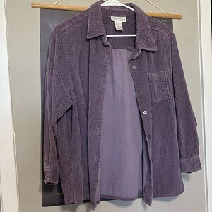 Purple corduroy shirt jacket